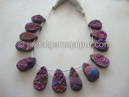 Rainbow Druzy Faceted Pear Shape Beads